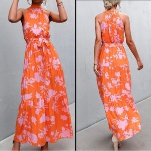 Floral halter maxi dress